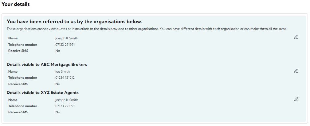 Customer with multiple organisations